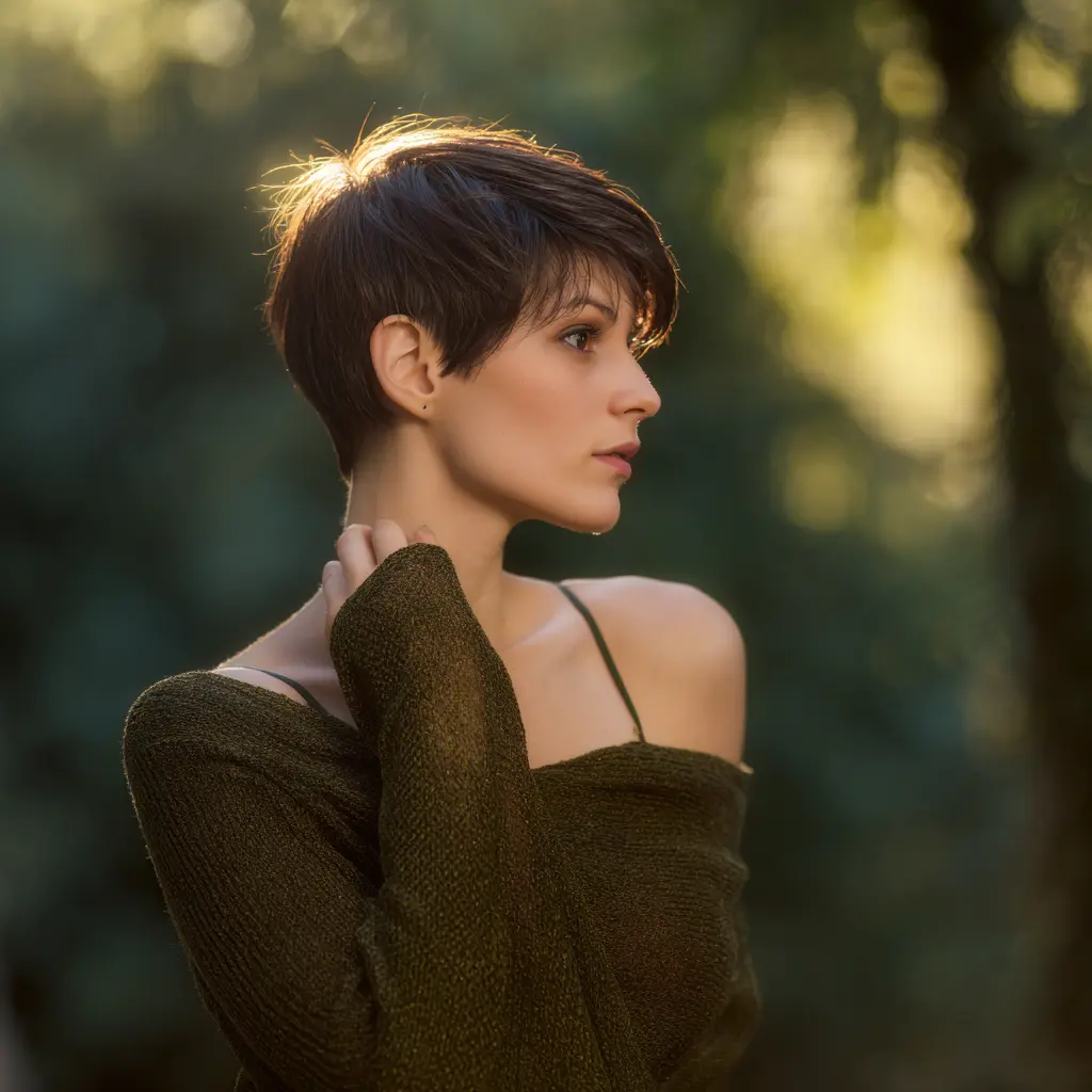 coupe pixie femme marron