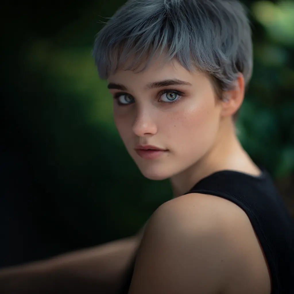 coupe pixie femme gris